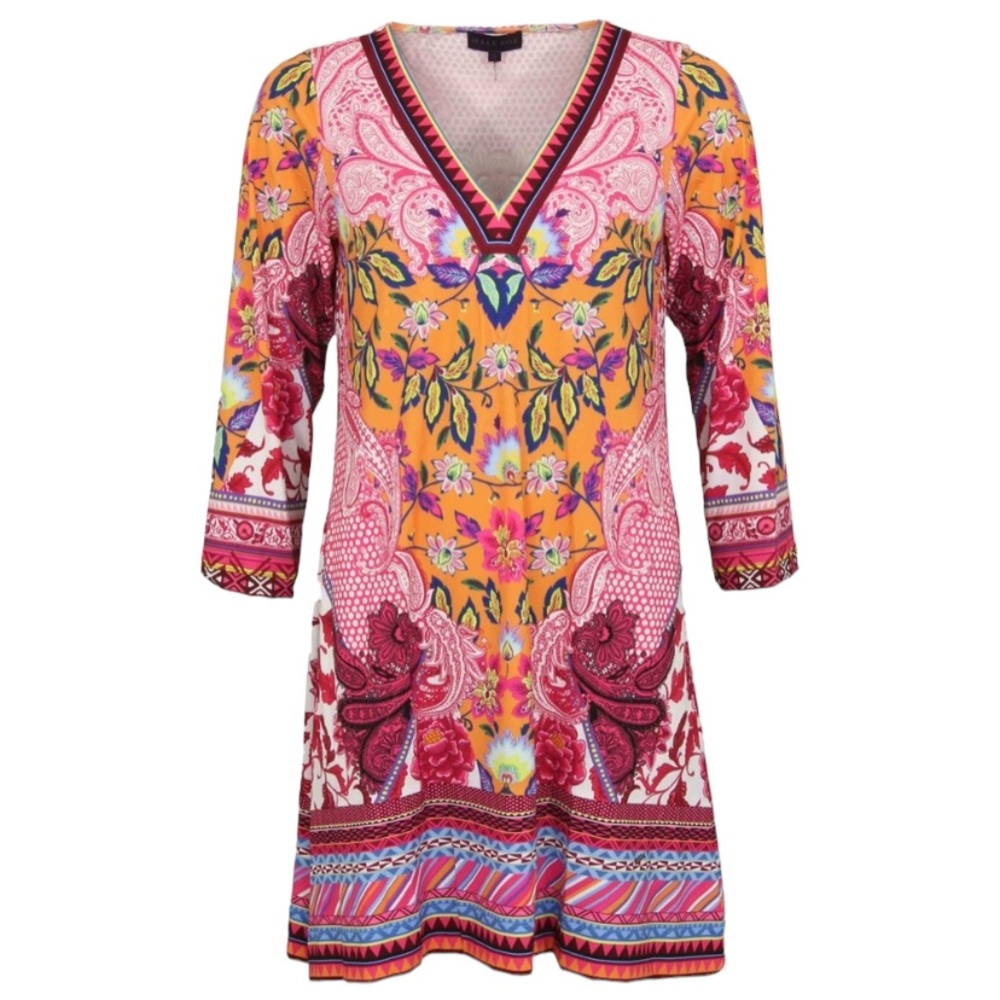 Hale Bob Mid-Length Multicolored V-Neck Dress Woman’s Size S